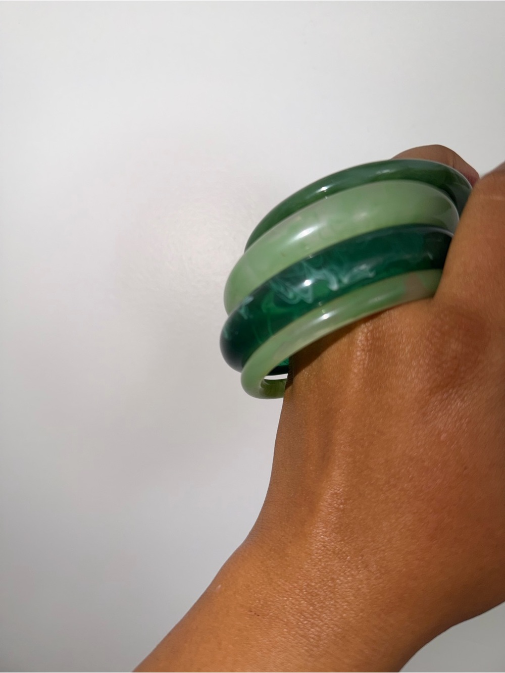 Green Resin Stackable Bracelet Set